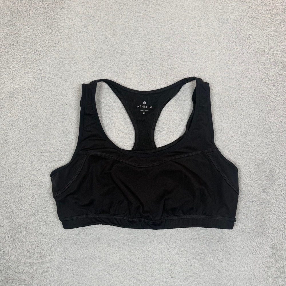 Athleta Womens XL Black Racerback M Impact Sports Bra Mesh Lining Activewear